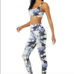 Alo XS Vapor High-Waisted Graffiti‎ Tie Dye Leggings Pre-Loved Water-Colors Yoga